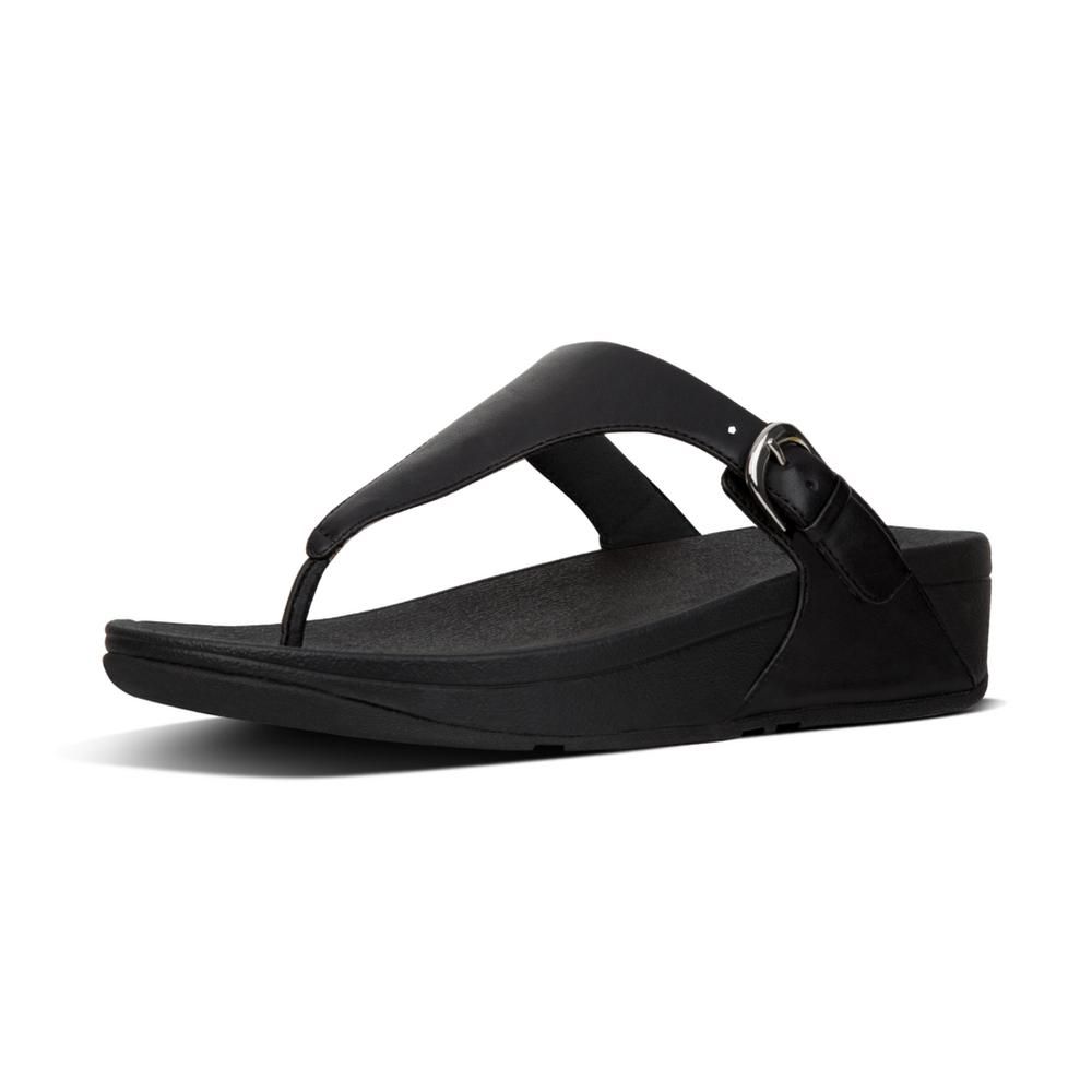 FitFlop Skinny Leather Black Toe-Post 