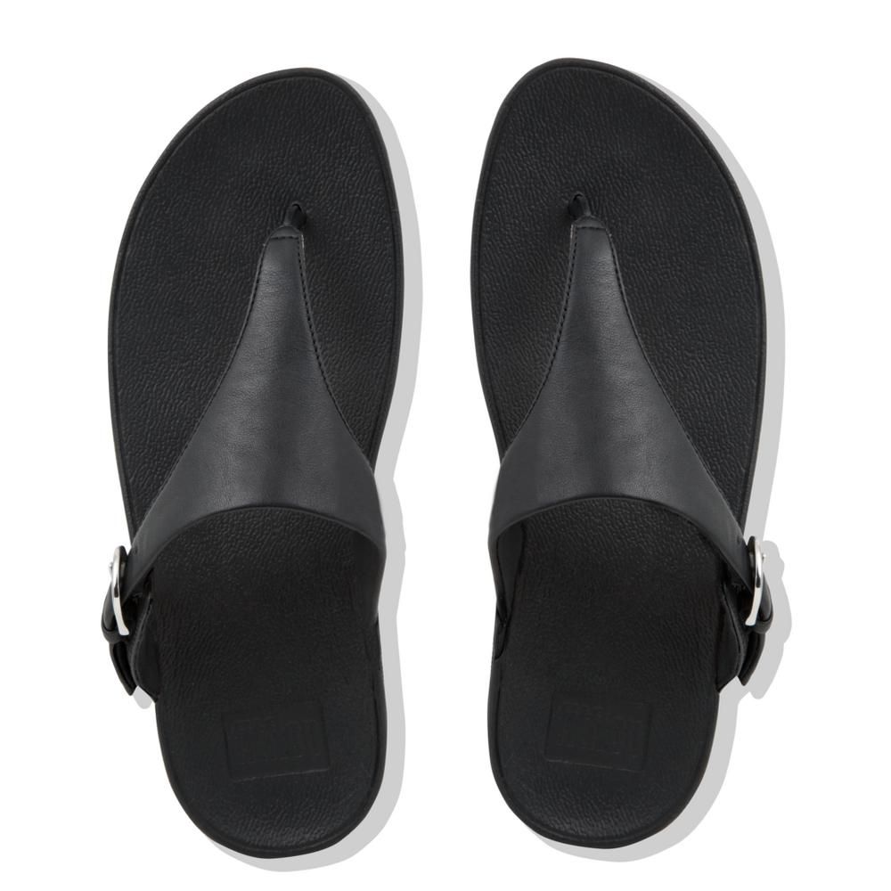 FitFlop Skinny Leather Black Toe-Post Sandals – Bstore