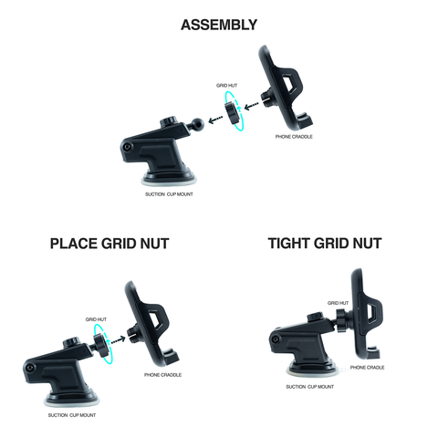 Assembly Adaptable Cradle Car Phone Mount Holder Adjustable Long Neck for Windshield Dashboard