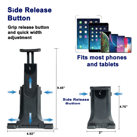 Tablet Phone 2-In-1 Holder with Flexible Long Arm. Bedside / Desk Mount Bracket Stand