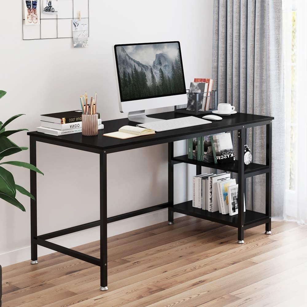 Walnut Computer Desk with Shelves Storage