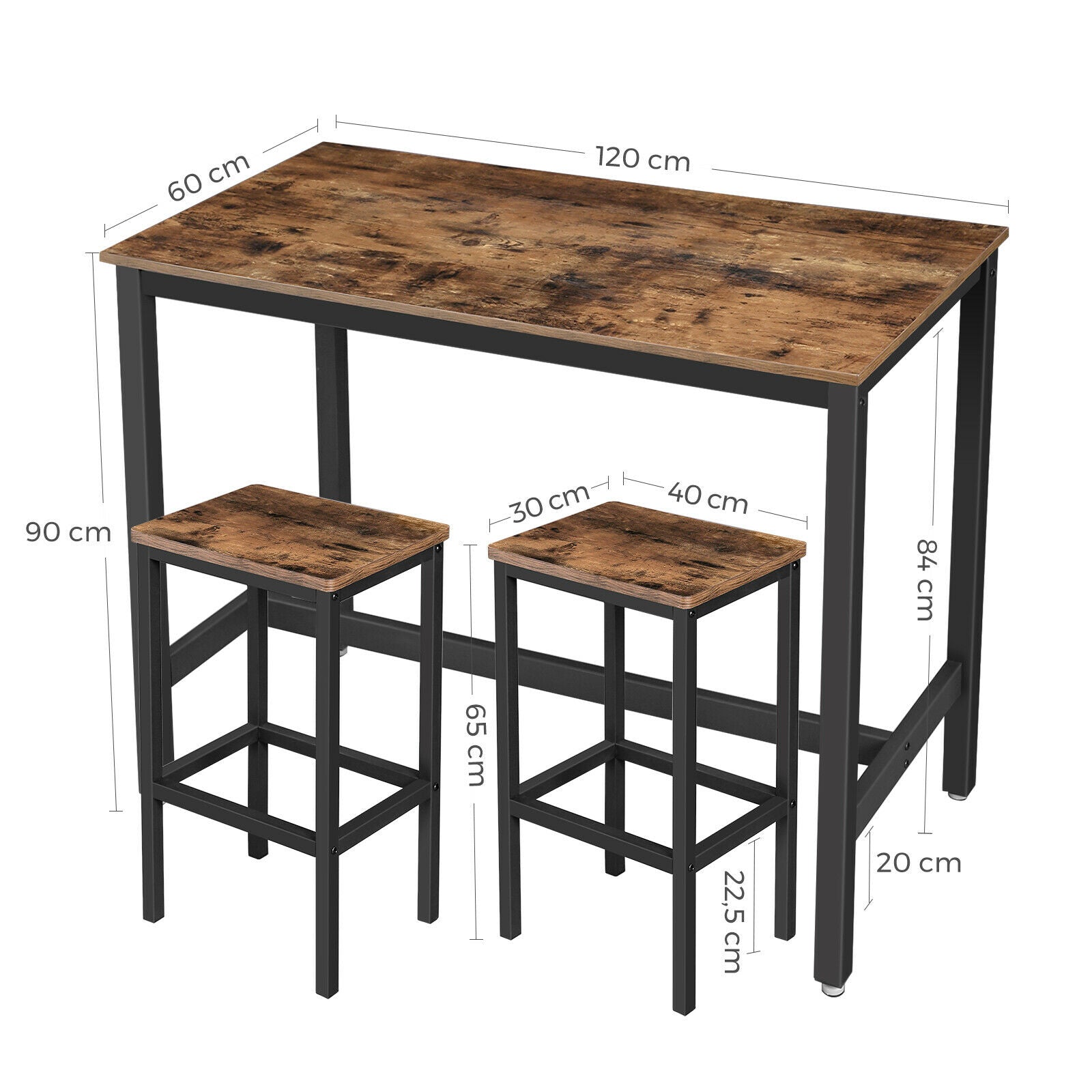 High table with 2 Stools |Breakfast bar stool | Casa Decors
