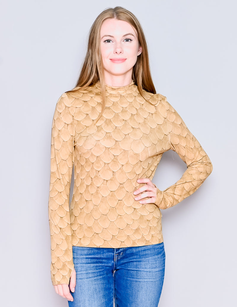 BURBERRY Beige Fish Scale Stretch Mockneck Top (L) – Fashion Without Trashin