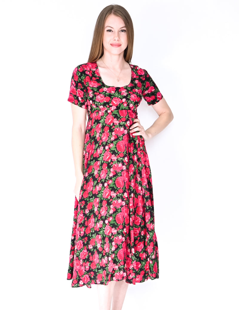 VINTAGE Contempo Casuals Roses Print Dress (Size S) – Fashion Without ...