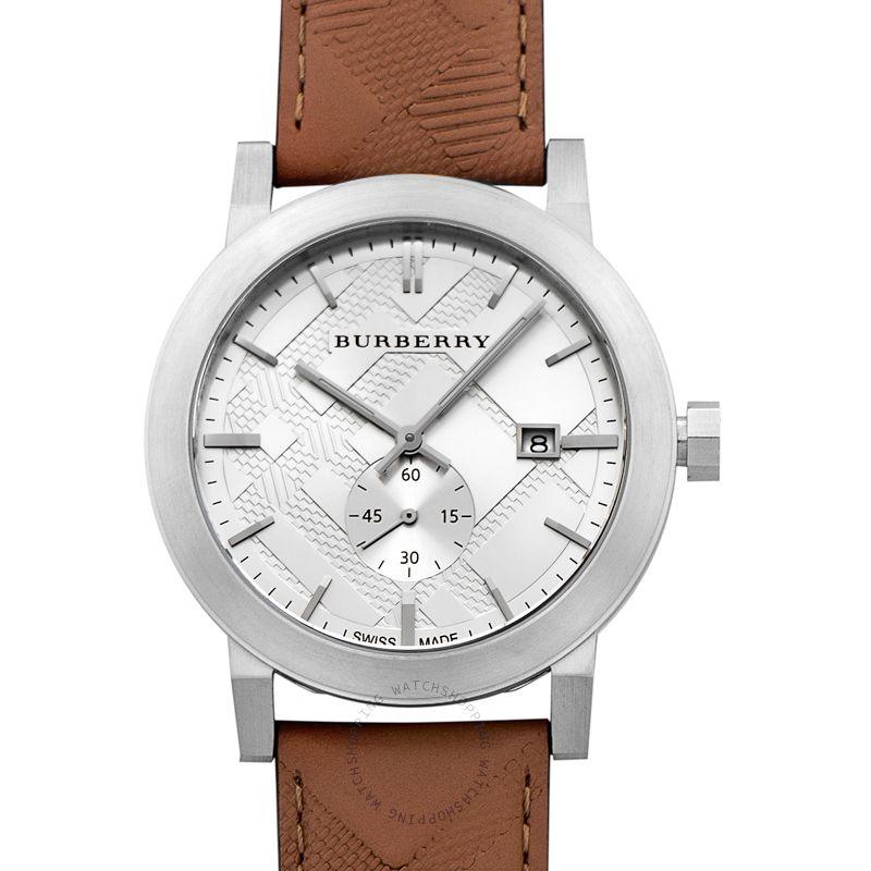 Buy Burberry The City Brown Leather Strap Silver Dial Chronograph Quartz  Watch for Gents - BU 9904