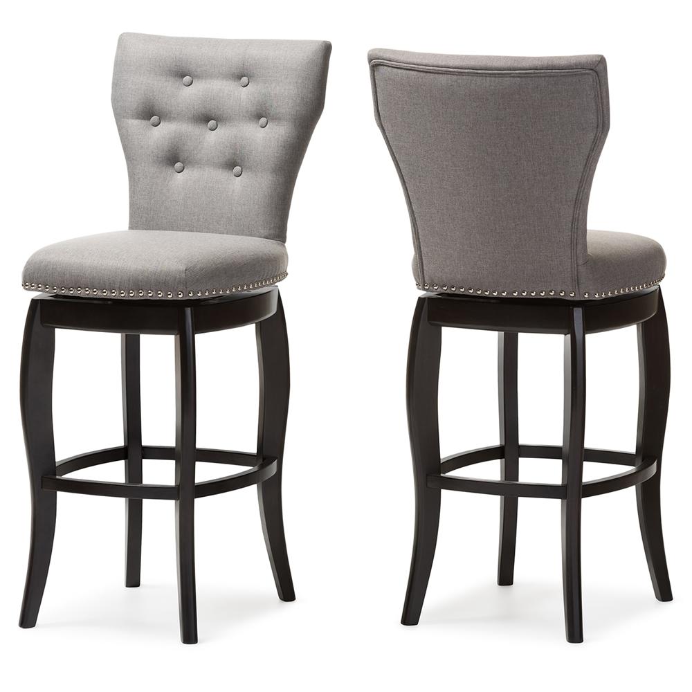 Baxton Studio Leonice Modern And Contemporary Grey Fabric Upholstered Bar Stool Select