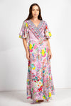 INOA GAIA Wrap Maxi Dress Keukenhof Print Pink