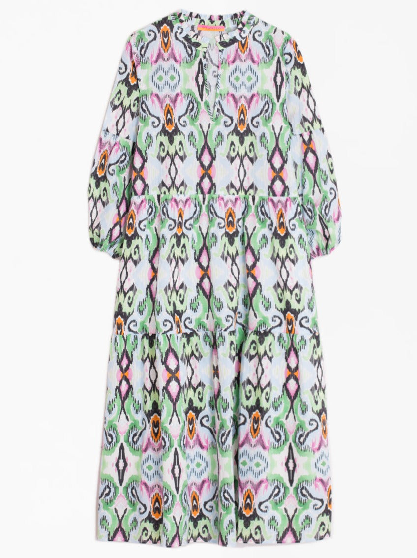 Vilagallo Dress Long TAMMY Ikat Watercolour Mint | Sub Couture