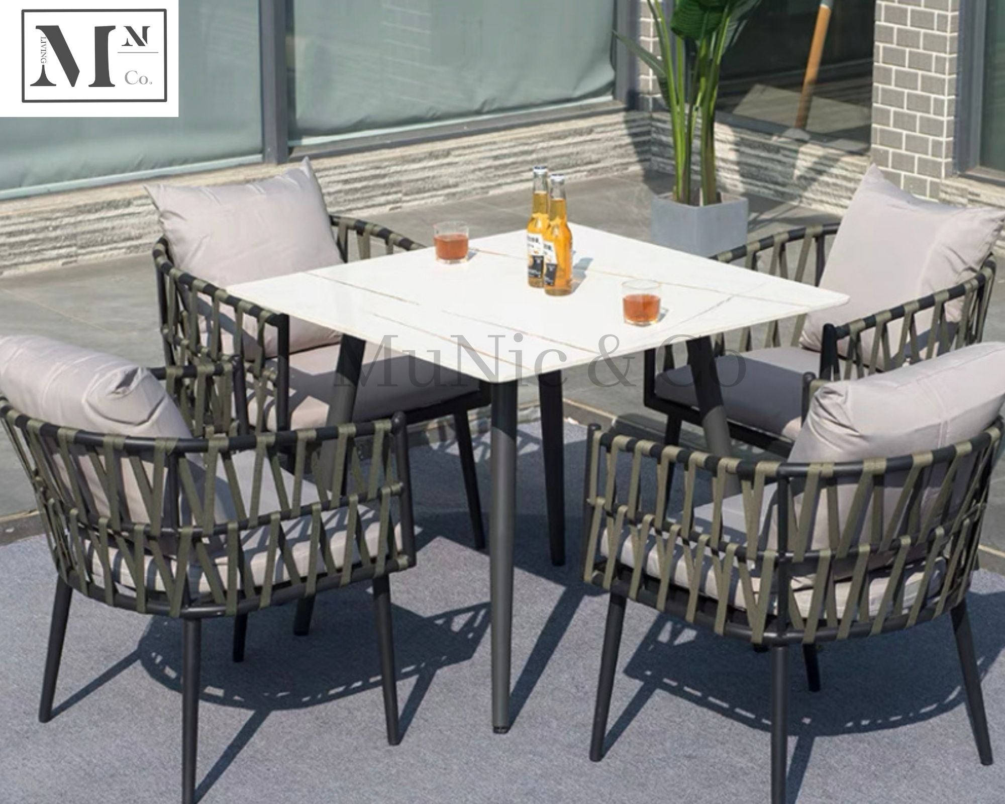 white outdoor dining set for 4