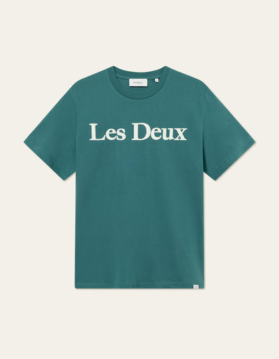 Les Deux MEN Charles T-Shirt T-Shirt 560201-Pacific Ocean/White