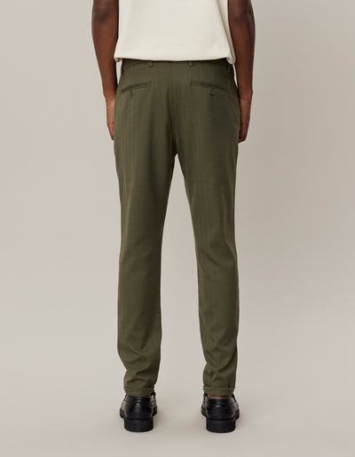 Les Deux MEN Como Herringbone Suit Pants Pants 550552-Surplus Green/Olive Night