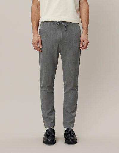 Les Deux MEN Como Tapered Drawstring Pants Pants 3232-Grey Melange