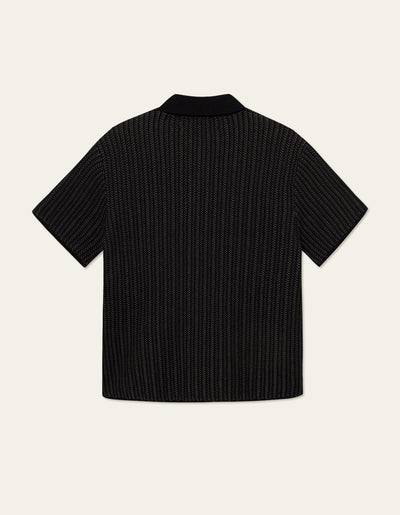 Les Deux CO-LAB Easton KaDeWe Knitted SS Shirt Knitwear 100360-Black/Charcoal