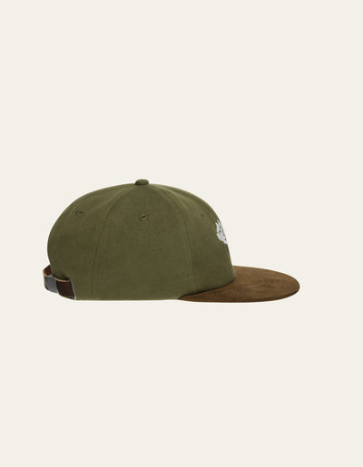 Les Deux MEN Felipe Brushed Suede Cap Cap 522844-Olive Night/Coffee Brown