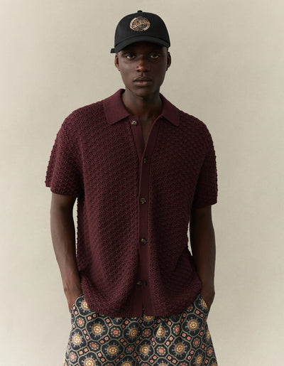 Les Deux MEN Gideon Knit Shirt Shirt 625625-Dark Burgundy