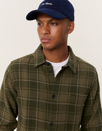 Les Deux MEN Kash Check Shirt Shirt 522555-Olive Night/Forest Green