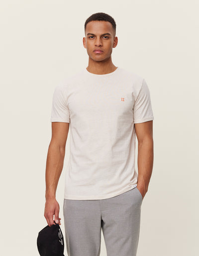 Les Deux MEN Nørregaard T-Shirt - Seasonal T-Shirt 216730-Ivory Melange/Orange