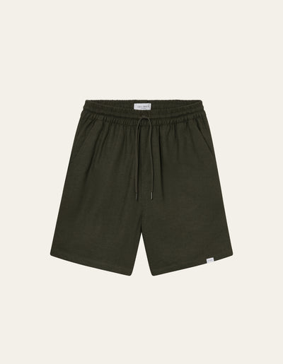 Les Deux MEN Otto Linen Shorts Shorts 555555-Forest Green