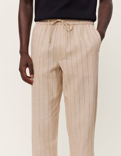 Les Deux MEN Patrick Linen Pants Pants 816100-Warm Sand/Black