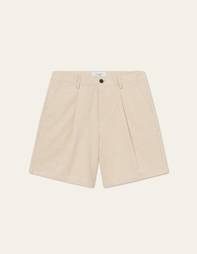 Les Deux MEN Peter Pleated Twill Shorts Shorts 847847-Light Desert Sand Melange