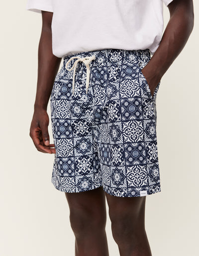 Les Deux MEN Stan AOP Swim Shorts 2.0 Swimshorts 218460-Light Ivory/Dark Navy