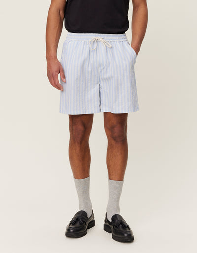 Les Deux MEN Stan Stripe Seersucker Swim Shorts Swimshorts 466218-Summer Sky/Light Ivory