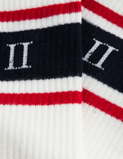 Les Deux MEN William Stripe 2-Pack Socks Underwear and socks 241600-Off White/Navy-Red