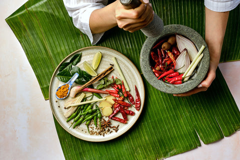 southeast asian ingredients in pestle 