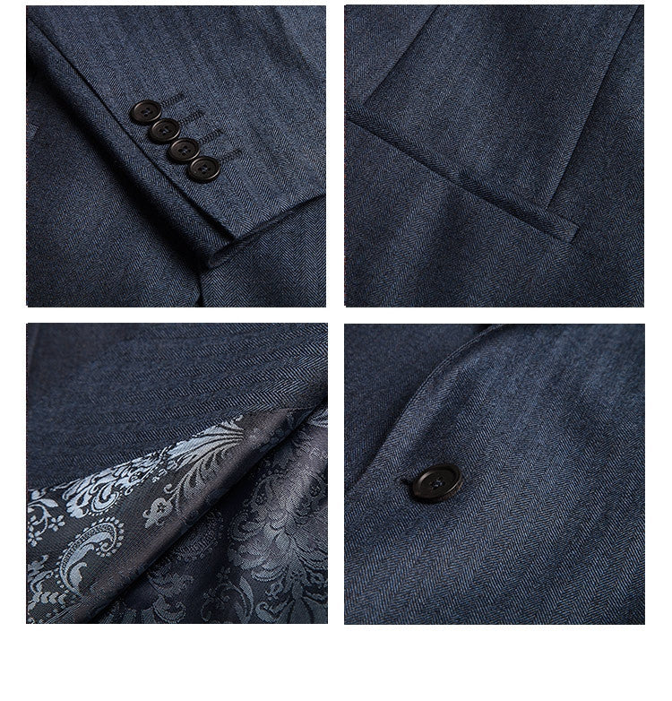 Blue Herringbone - Super 130s 100% Wool – Styles By Kutty