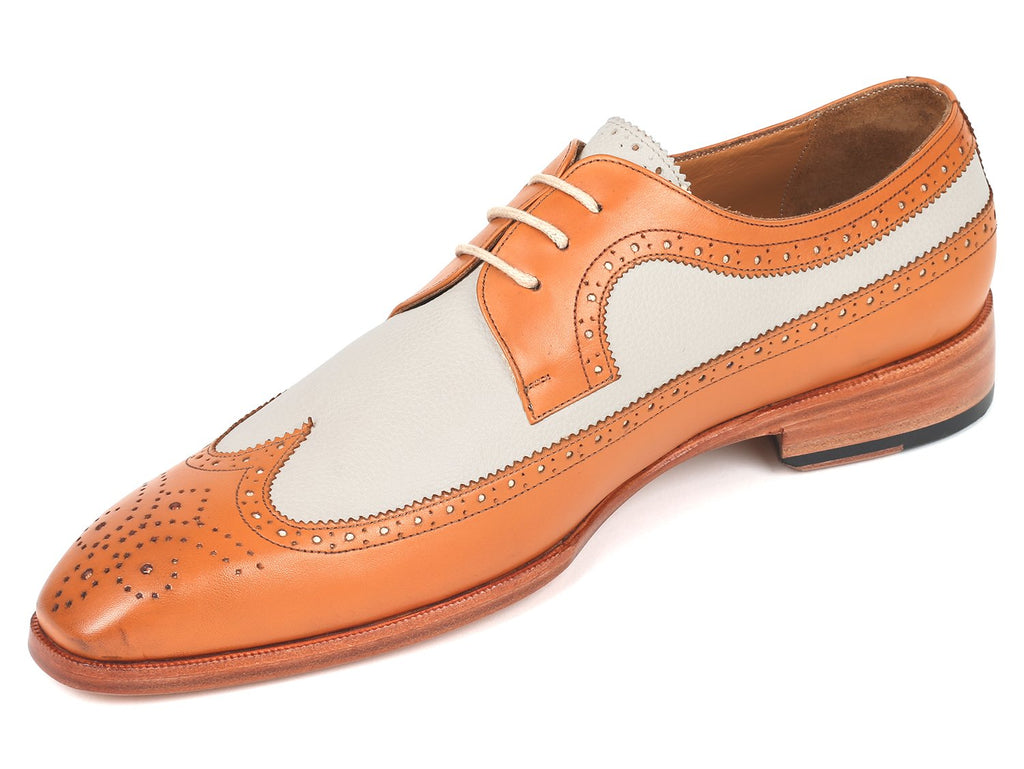 Paul Parkman Dual Tone Wingtip Derby Shoes, Cognac Cream – Styles By Kutty