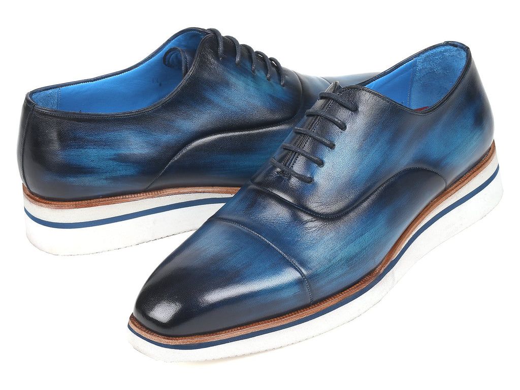 blue leather oxfords