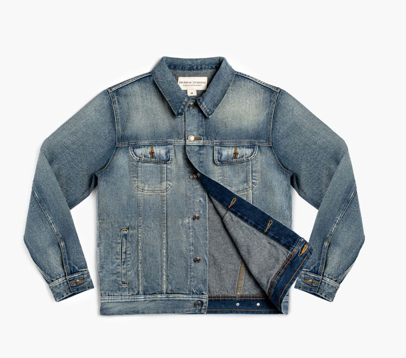 Men's Denim Trucker Jacket in Washed Indigo - Thursday