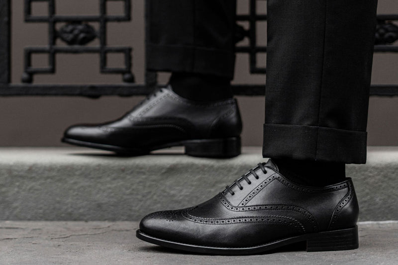 Men's Aviator Wingtip Dress Shoe In Black Leather - Thursday Boots