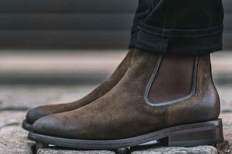 Men's Duke Chelsea Boot In Dark Olive Suede - Thursday Boot Company