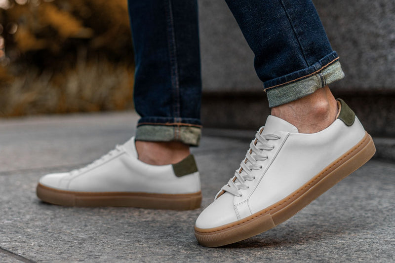 Men's Legacy Low Top In White x Green Leather - Thursday Boot Company