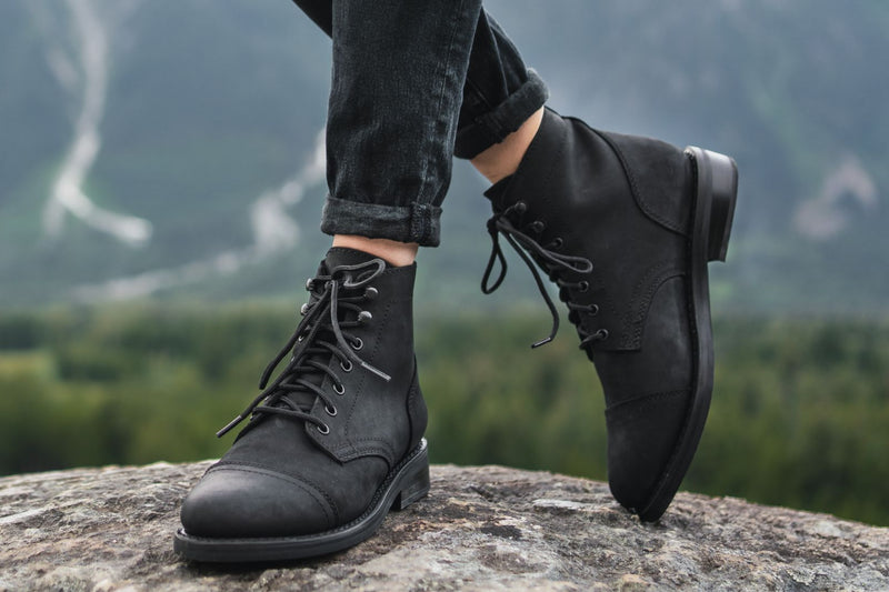 Women's Captain Lace-Up Boot In Black Matte - Thursday Boot Company