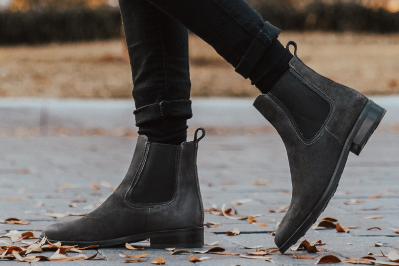 grey leather boots