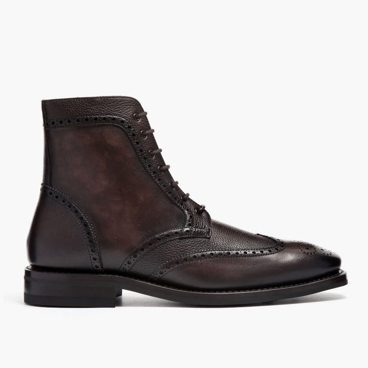 Men's Wingtip Boot In Dark Oak Brown Leather - Thursday Boot Company