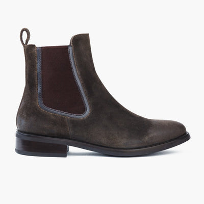 Women's Duchess Chelsea Boot In Dark Olive Suede - Thursday Boots