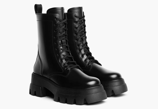 Women's Dynasty Combat Boot in Black Leather - Thursday Boot Company