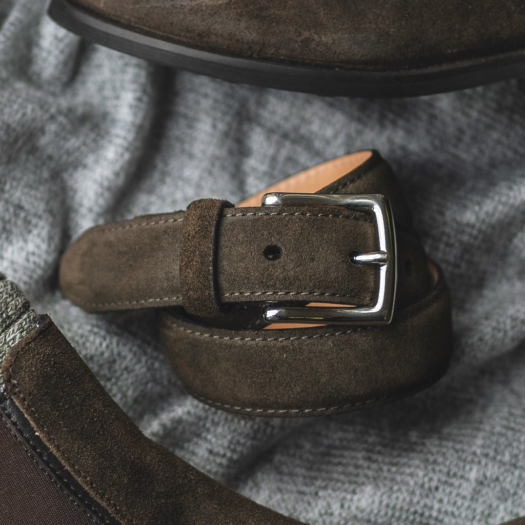 dark olive suede belt