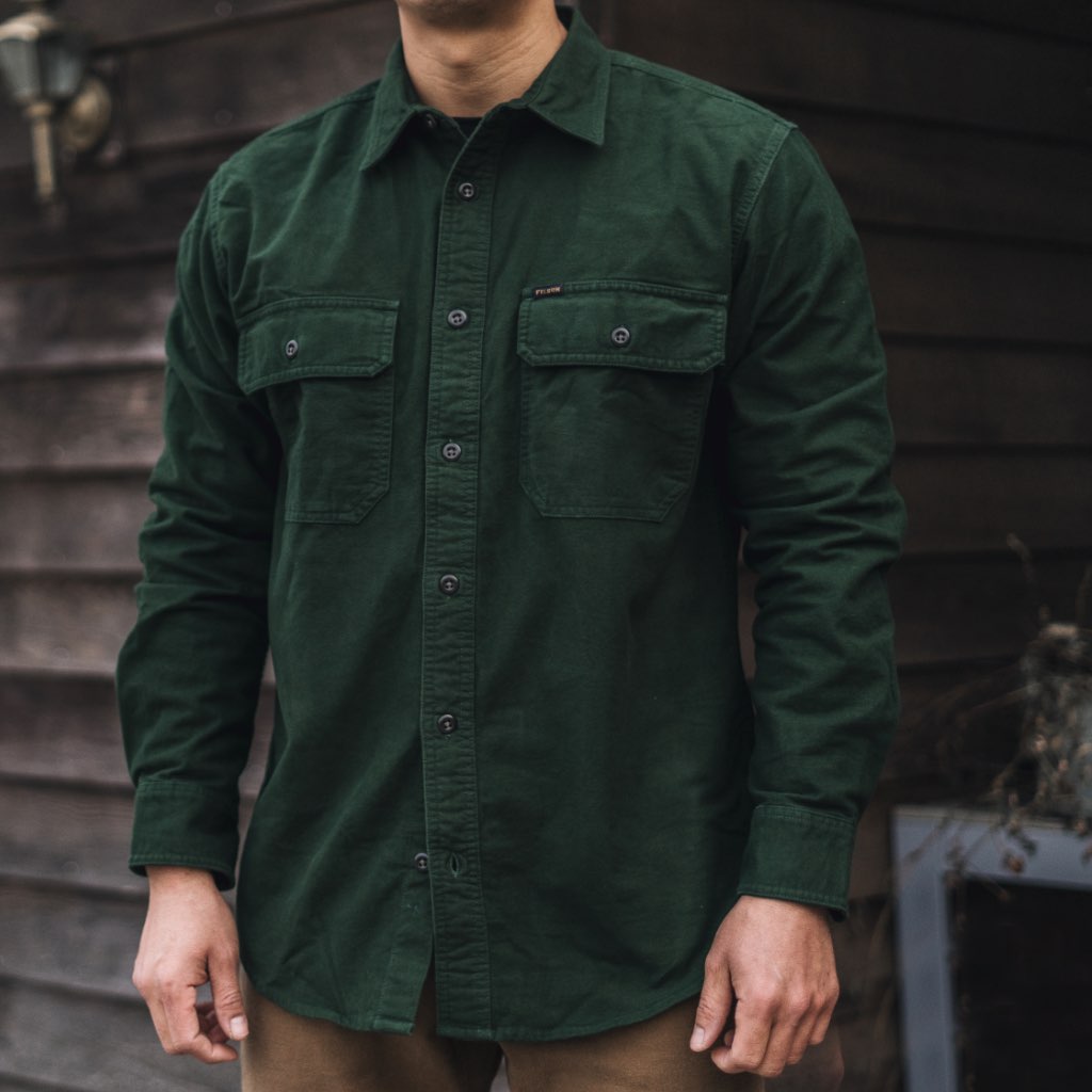 Filson Field Flannel Shirt in Dark Moss - Thursday Boot Company