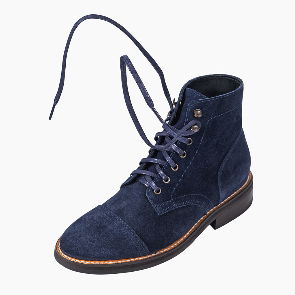 boots with blue laces
