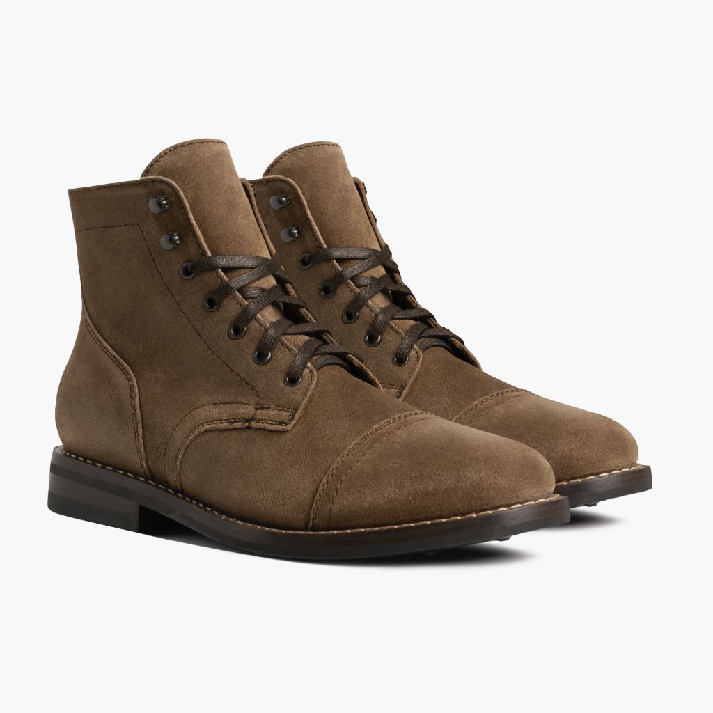 Men's Captain Lace-Up Boot In Tan 'Dusty' Suede - Thursday Boot Company