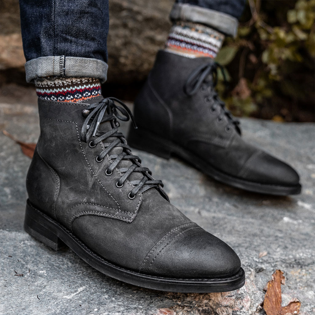 Men's Grey Suede Captain Lace-Up Boot 