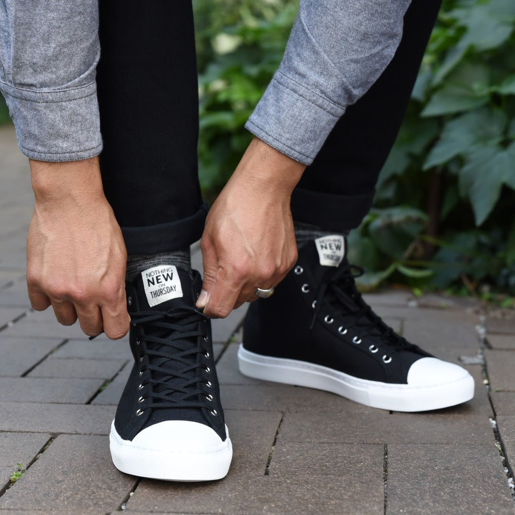 mens high top black shoes