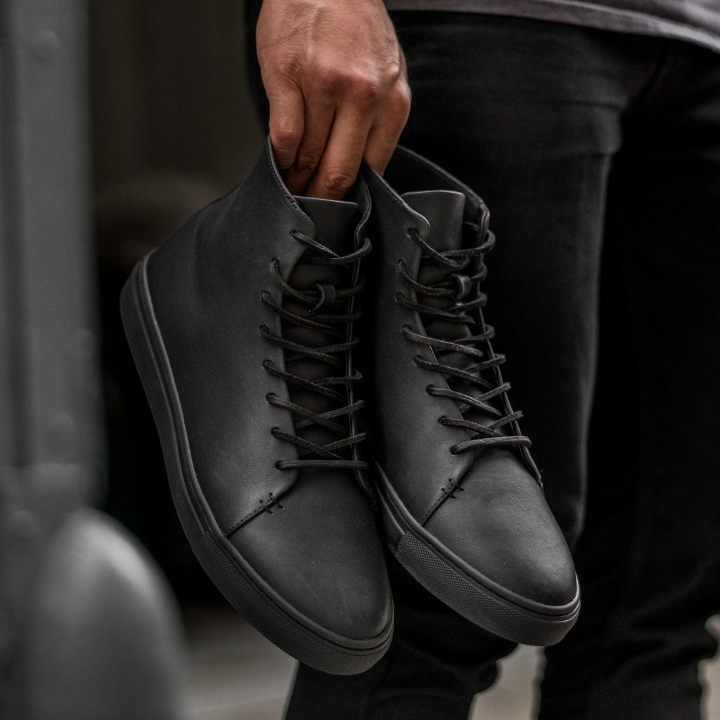 Men's Premier High Top Sneaker In Black Vachetta Leather - Thursday