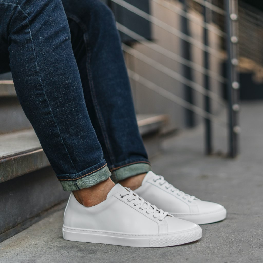 Men's White Leather Premier Low Top - Thursday Boot Company