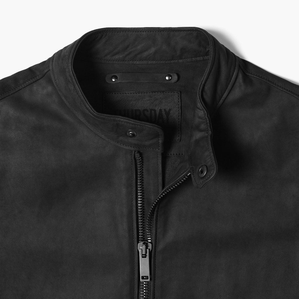 Men's Racer Jacket In Black Matte Leather - Thursday Boot Company