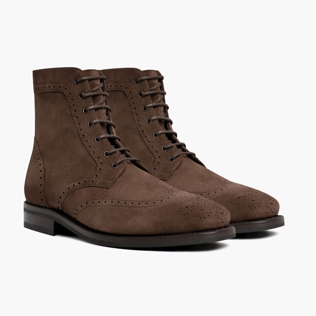 Men's Wingtip Boot In Brown 'Chocolate' Suede - Thursday Boot Company